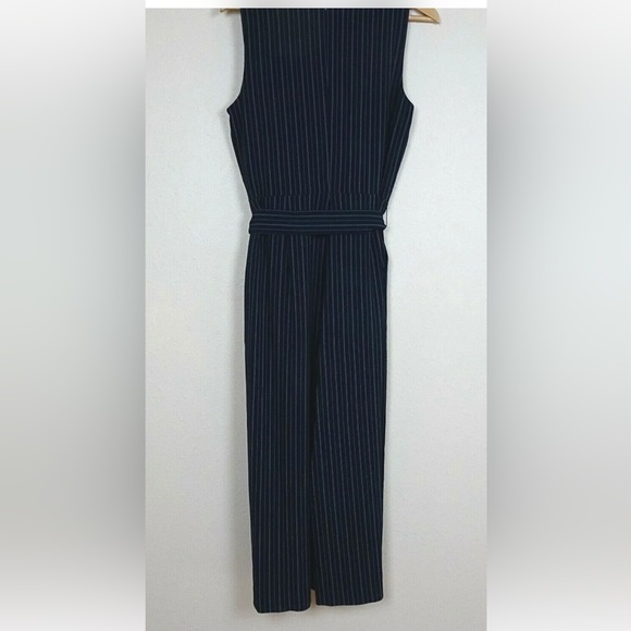 Lauren Ralph Lauren NEW Navy Pinstripe Jumpsuit Sz 12 Sleeveless - Picture 9 of 12